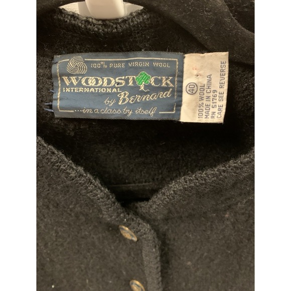 Woodstock By Bernard Wool Hand Knit Cardigan Sweater Button-Up Black Size 40 - Picture 4 of 14